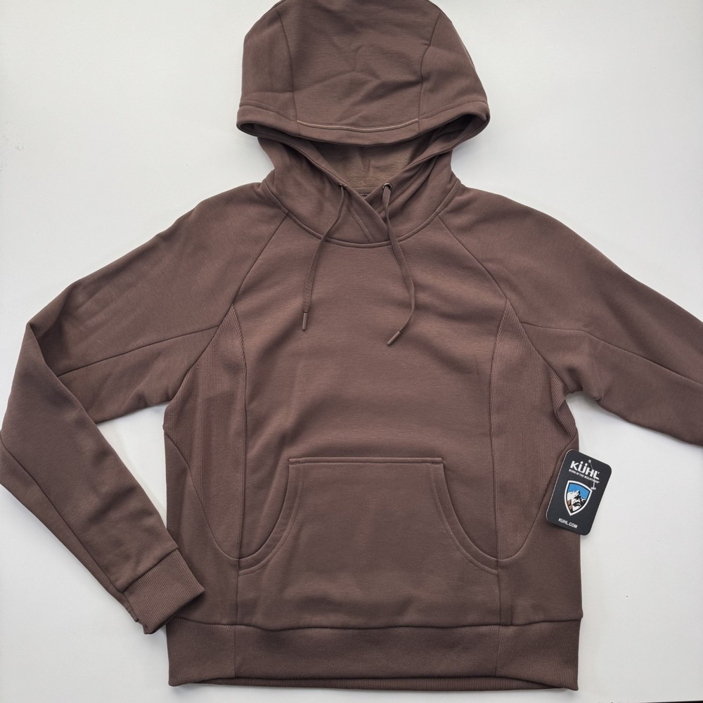 KUHL Karisma Pullover Hoody‎ Sweatshirt Stretch Ribbed Panels Womens Small Brown